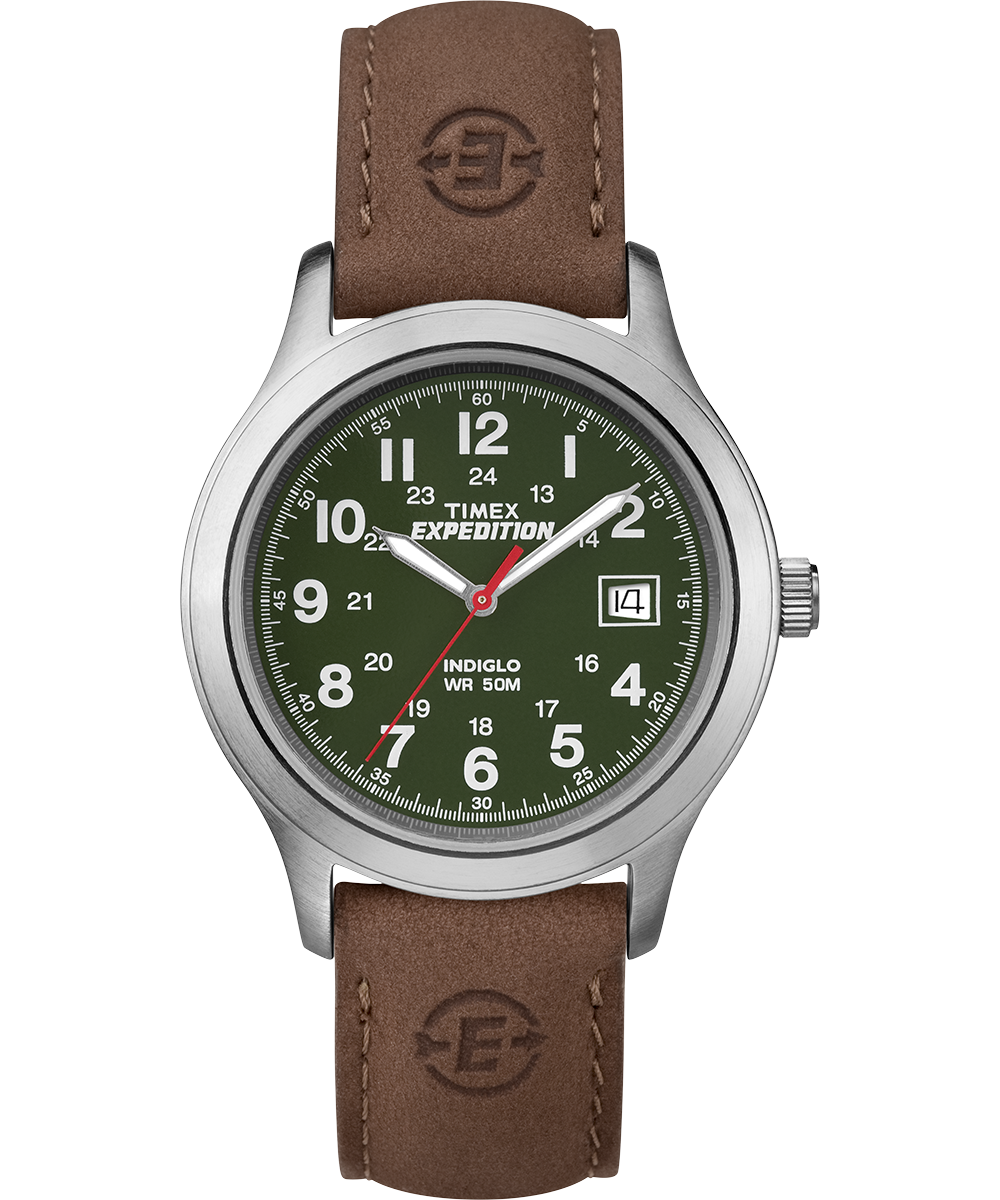 Expedition Metal Field 39mm Leather Strap Watch