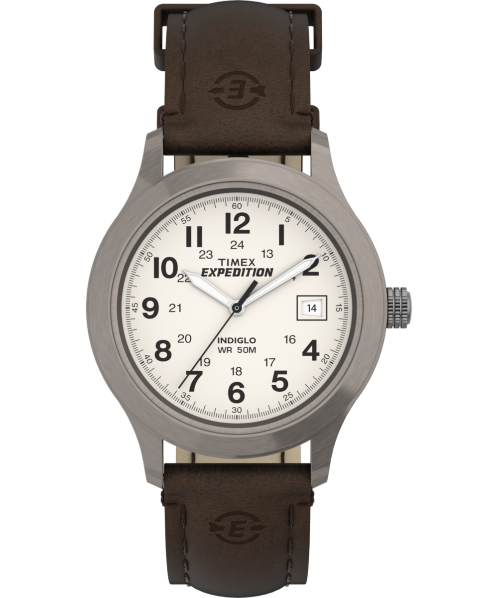 Expedition Metal Field 37mm Leather Strap Watch