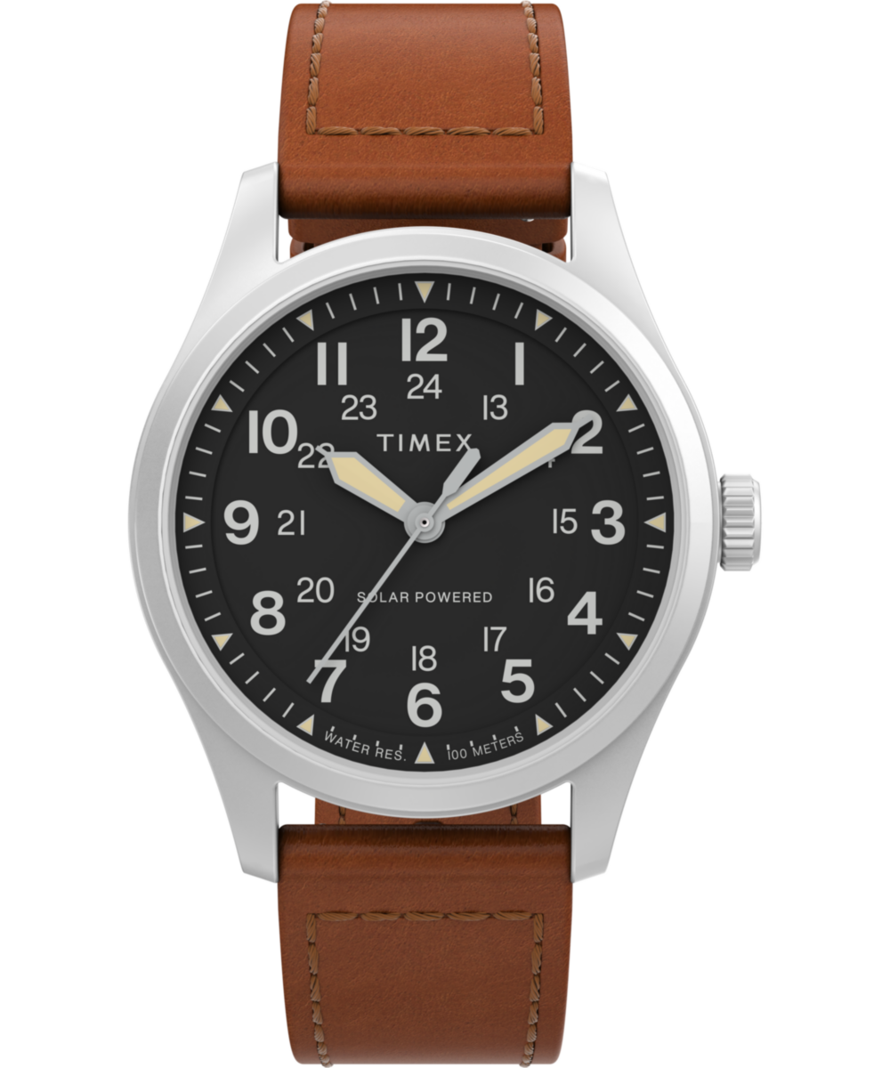Expedition Field Post Solar 36mm Eco-Friendly Leather Strap Watch