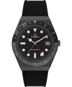 Q Timex GMT 38mm Synthetic Rubber Strap Watch