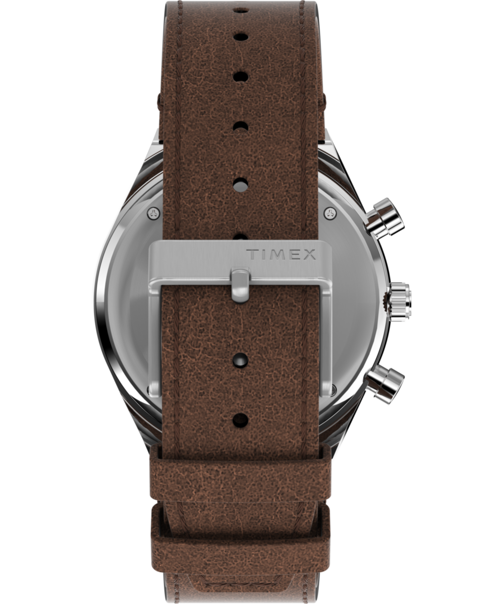 Q Timex Chronograph 40mm Leather Strap Watch