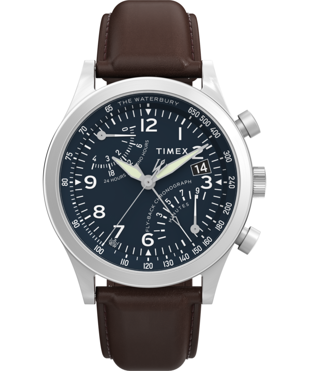 Waterbury Traditional Fly Back Chronograph 43mm Leather Strap Watch