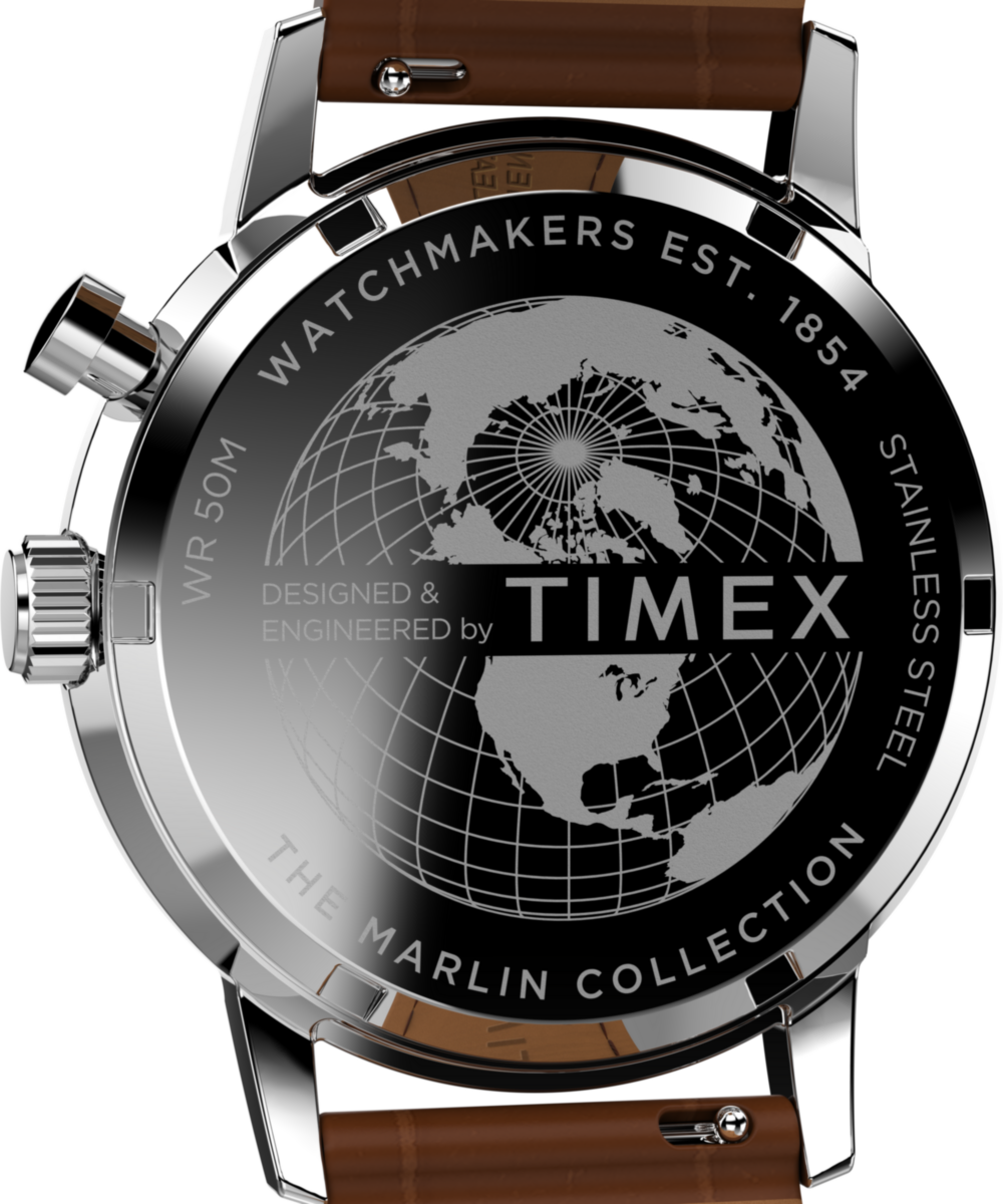 Marlin® Moon Phase 40mm Leather Strap Watch