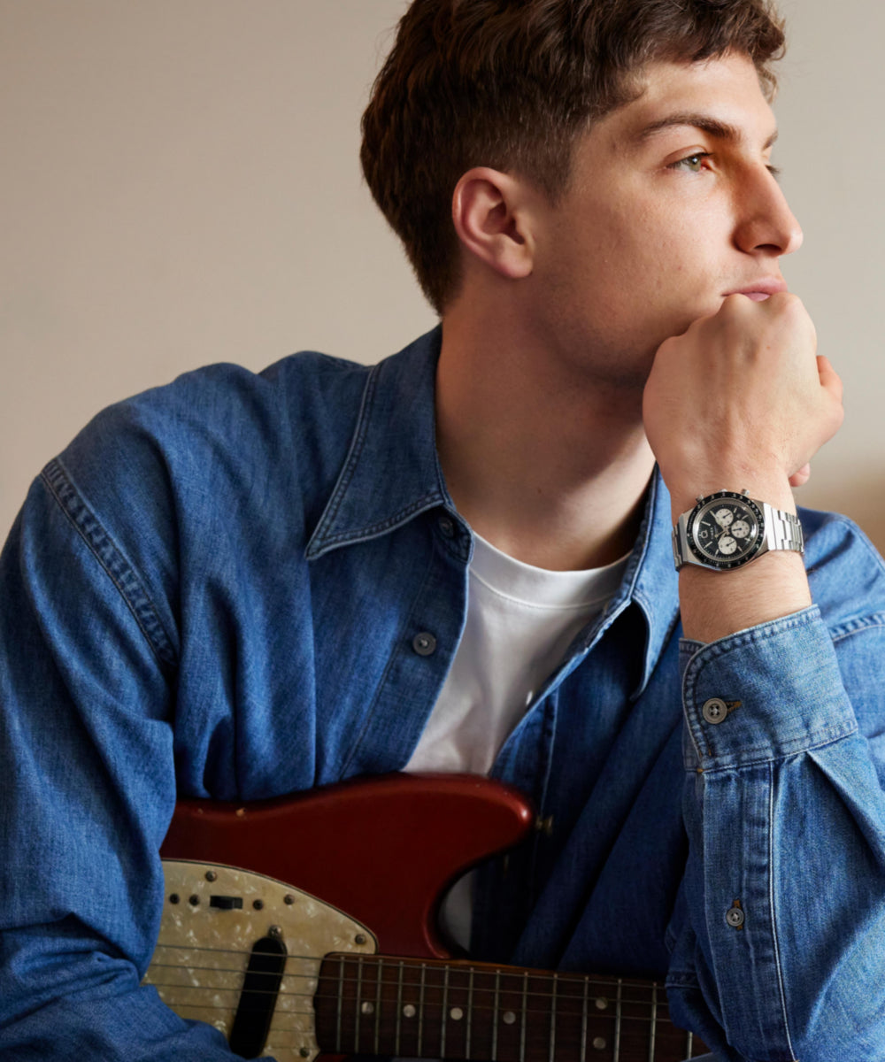 Q Timex Chronograph 40mm Stainless Steel Bracelet Watch