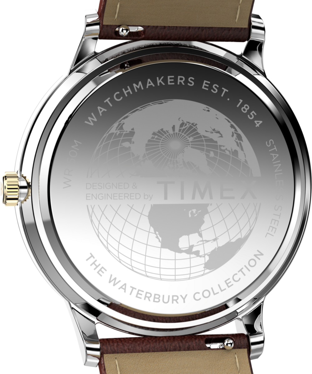 Waterbury Classic Moon Phase 40mm Leather Strap Watch