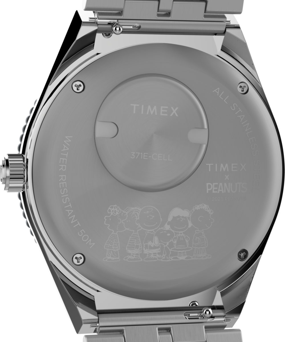 Timex x Peanuts® Q Timex® GMT 38mm Stainless Steel Bracelet Watch