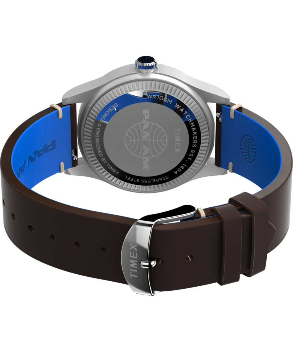 Timex Waterbury GMT x Pan Am® 39mm Leather Strap Watch