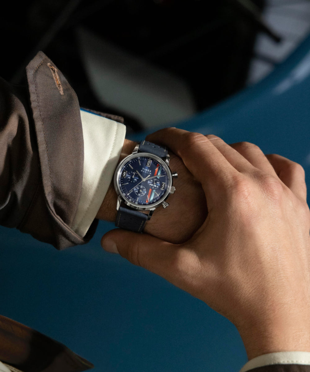 Marlin® Chronograph Tachymeter 40mm Leather Strap Watch