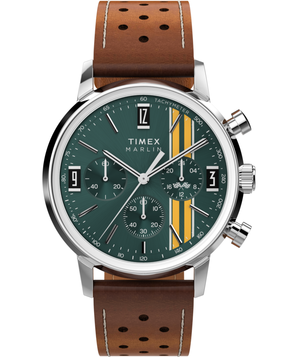 Marlin® Chronograph Tachymeter 40mm Leather Strap Watch