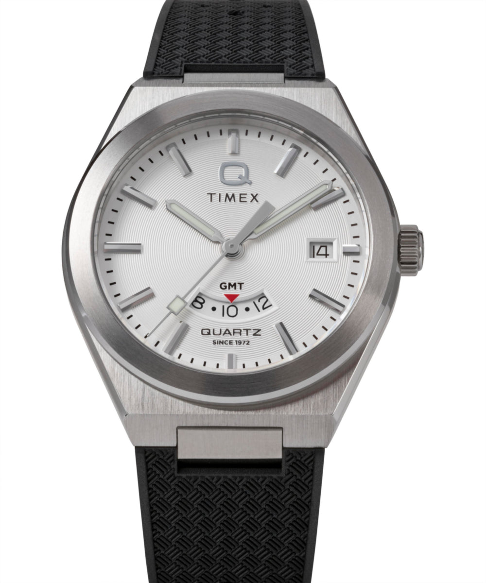 Q Timex® Continental GMT 39mm Synthetic Rubber Strap Watch 