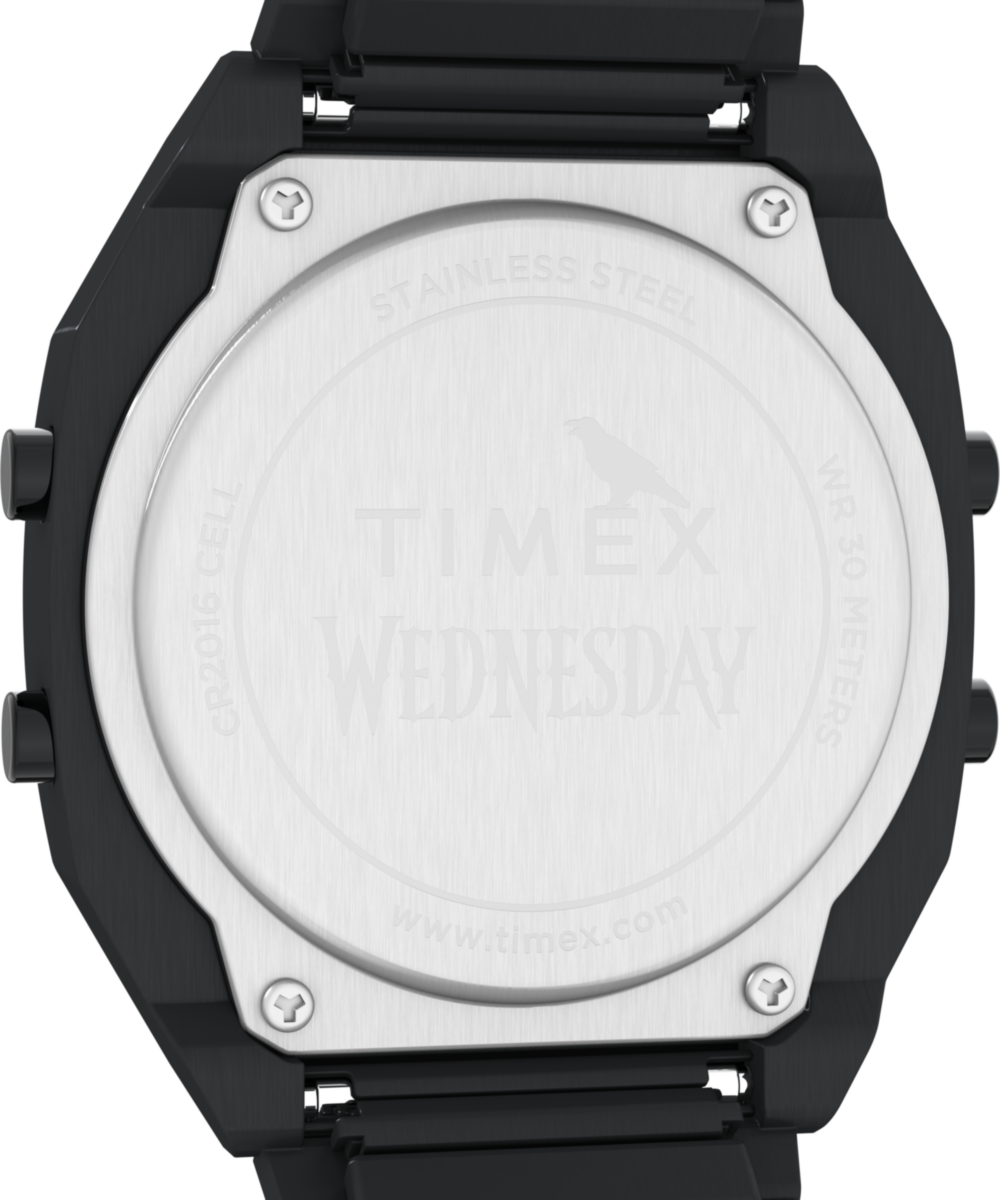 Timex x Wednesday T80 36mm Stainless Steel Black and Purple Expansion Band Watch