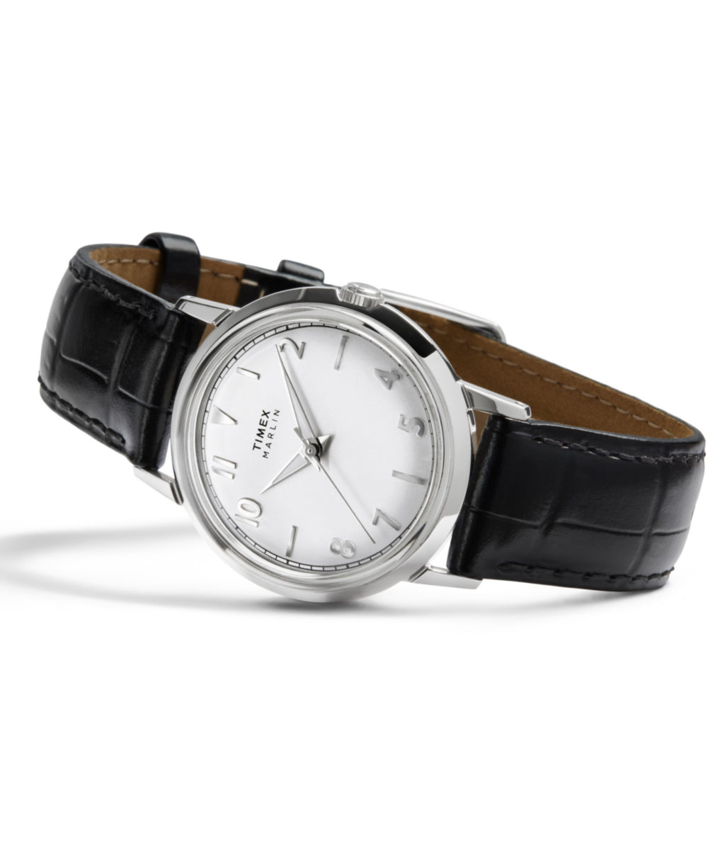 Marlin® Quartz 34mm Leather Strap Watch