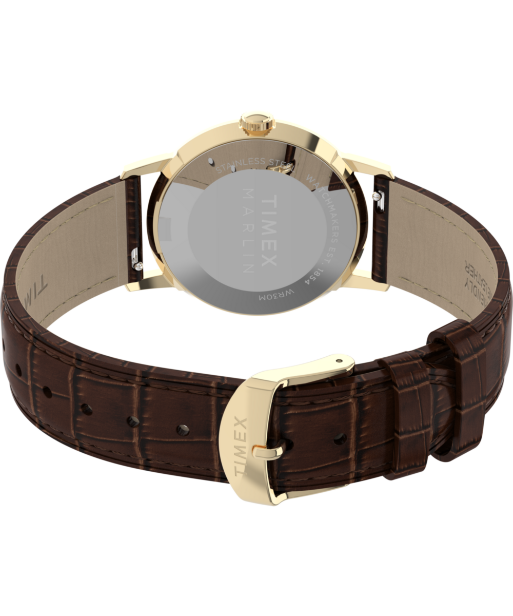 Marlin® Quartz 34mm Leather Strap Watch