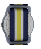 TIMEX TIME MACHINES® 29mm Blue/Yellow Stripe Elastic Fabric Kids Watch