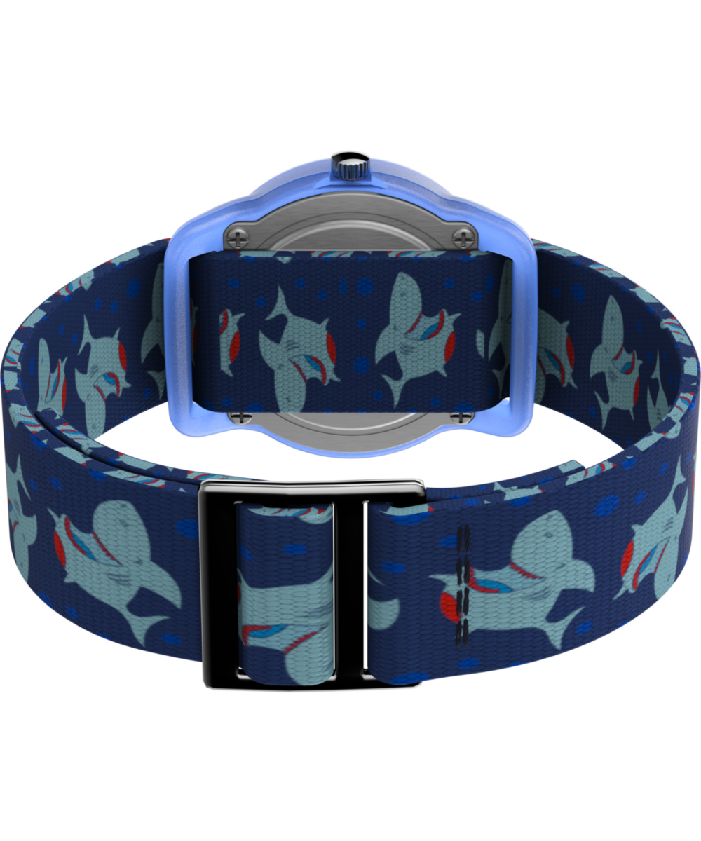 TIMEX TIME MACHINES® 29mm Blue Shark Elastic Fabric Kids Watch