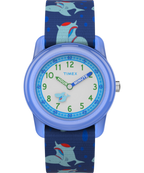 TIMEX TIME MACHINES® 29mm Blue Shark Elastic Fabric Kids Watch