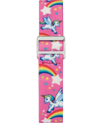 TIMEX TIME MACHINES® 29mm Rainbow Unicorn Pink Elastic Fabric Kids Watch