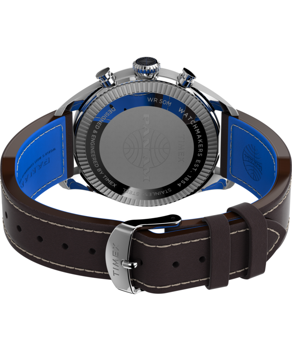 Timex X Pan Am Chronograph 42mm Leather Strap Watch